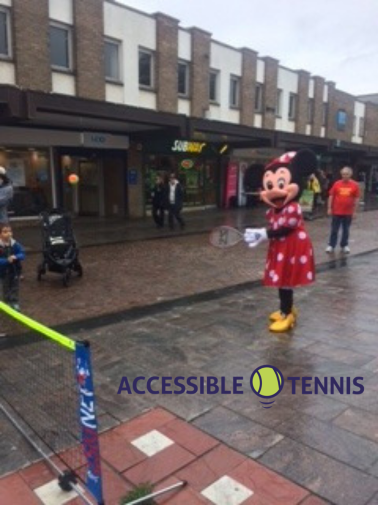 Minnie Mouse playing tennis in Coatbridge